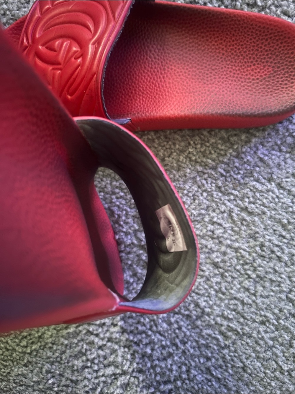 Red Embossed Logo Slide Sandals - Picture 6 of 13